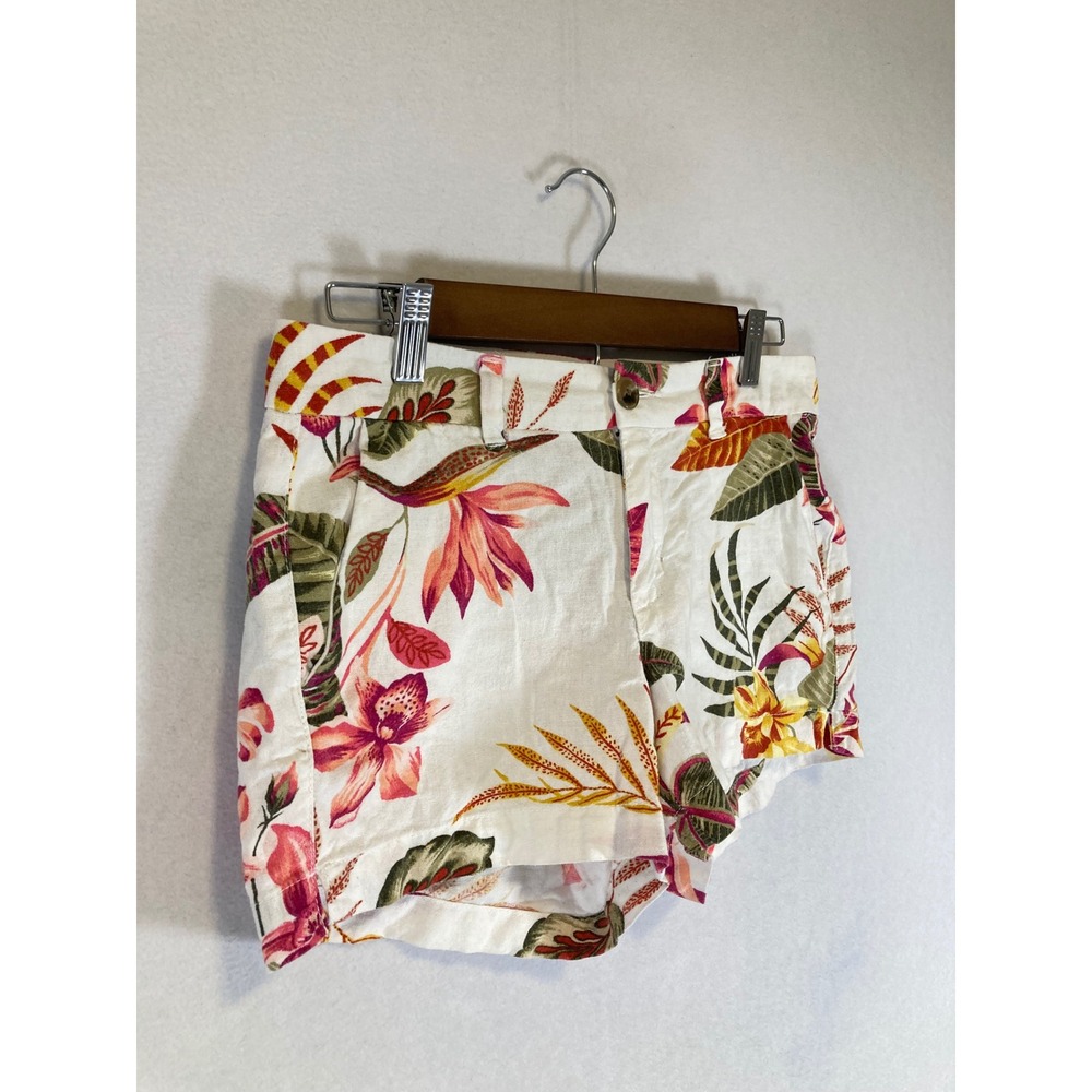 Tropical Floral Old Navy Women 0 White Linen Blend Mid-Rise Everyday Shorts - Picture 8 of 9